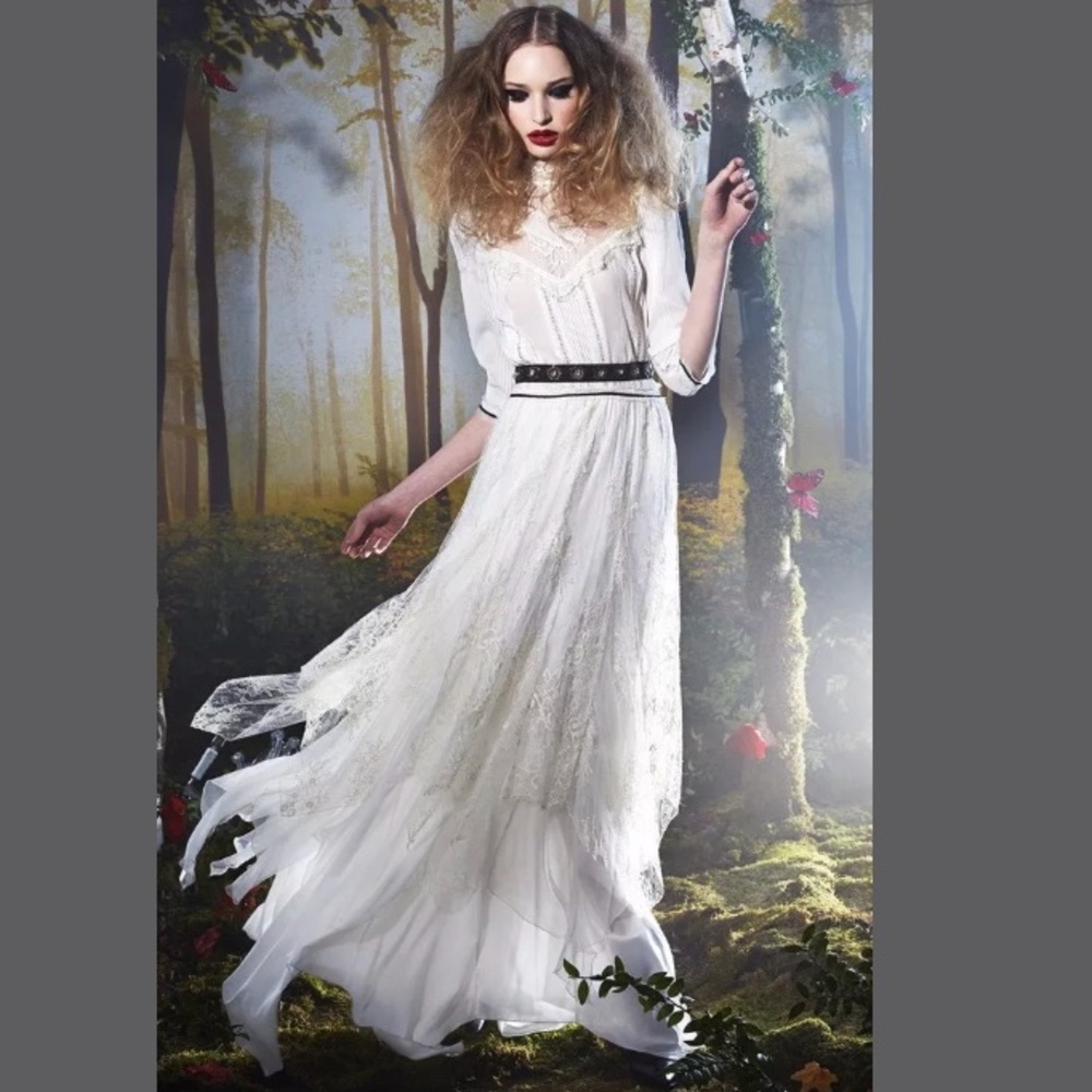 Alice + Olivia Victoriana White Lace Maxi Dress 6